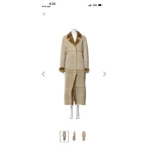 $1,000 Brandon Thomas Leather Longline Maxi Coat Womens Small Tan Faux Fur